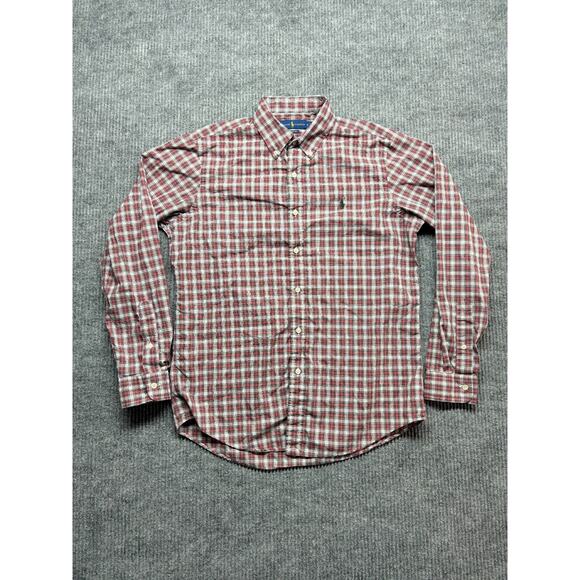 Ralph Lauren Classic Fit Button Down Shirt Men's Medium Red Plaid Long Sleeve - Picture 1 of 11